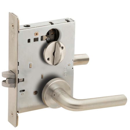 Grade 1 Bed Bathroom Privacy Mortise Lock, 02 Lever, A Rose, Satin Nickel Plated Clear Coated Finish